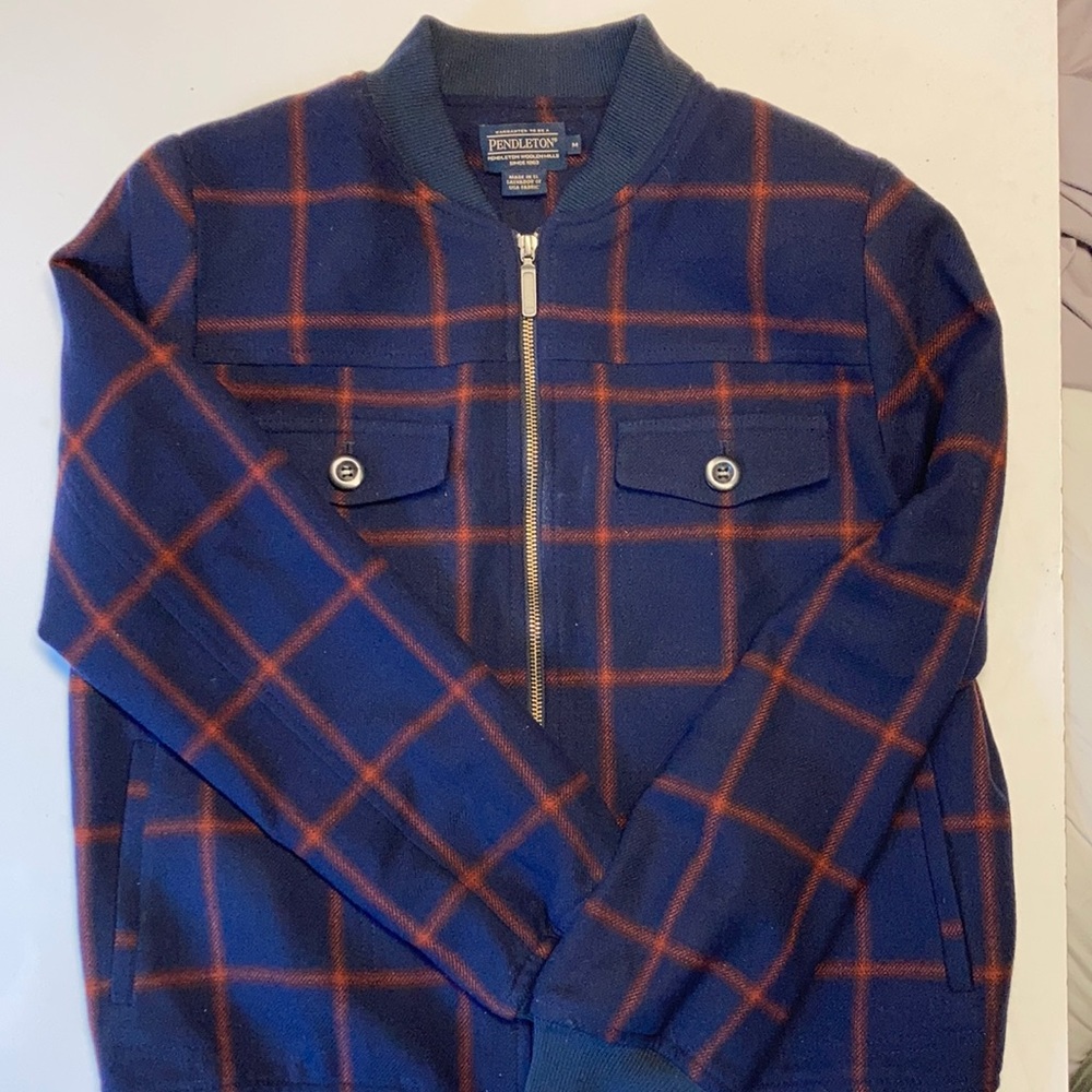 Pendleton wool plaid bomber jacket
